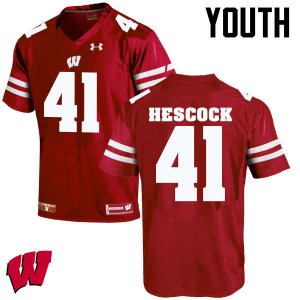 Youth Wisconsin Badgers NCAA #41 Jake Hescock Red Authentic Under Armour Stitched College Football Jersey RF31F06RS